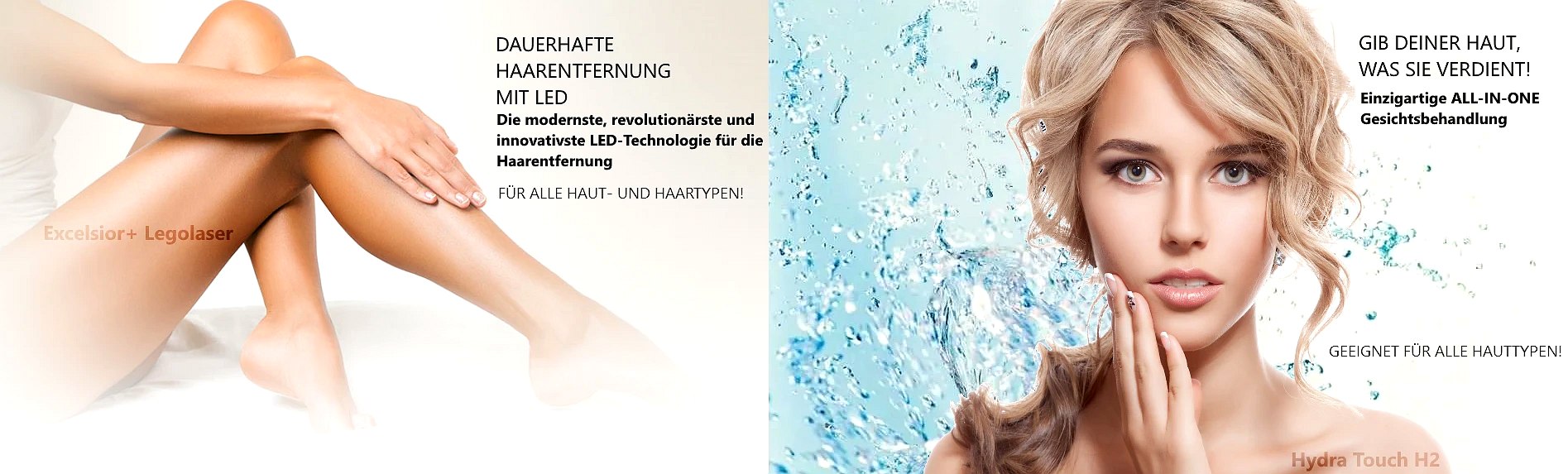 Dauerhafte Haarentfernung mit LED und Hydra Touch H2 Gesichtsbehandlung
